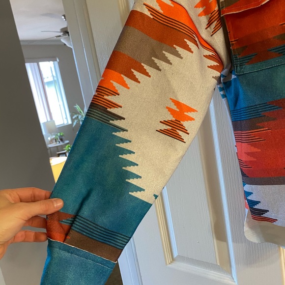 Aztec Geometric Slit Button Pocket Coat 